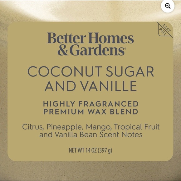Better Homes And Gardens Coconut Sugar and Vanilla 2 Wick Gold Jar Candle 14 oz - Picture 4 of 8